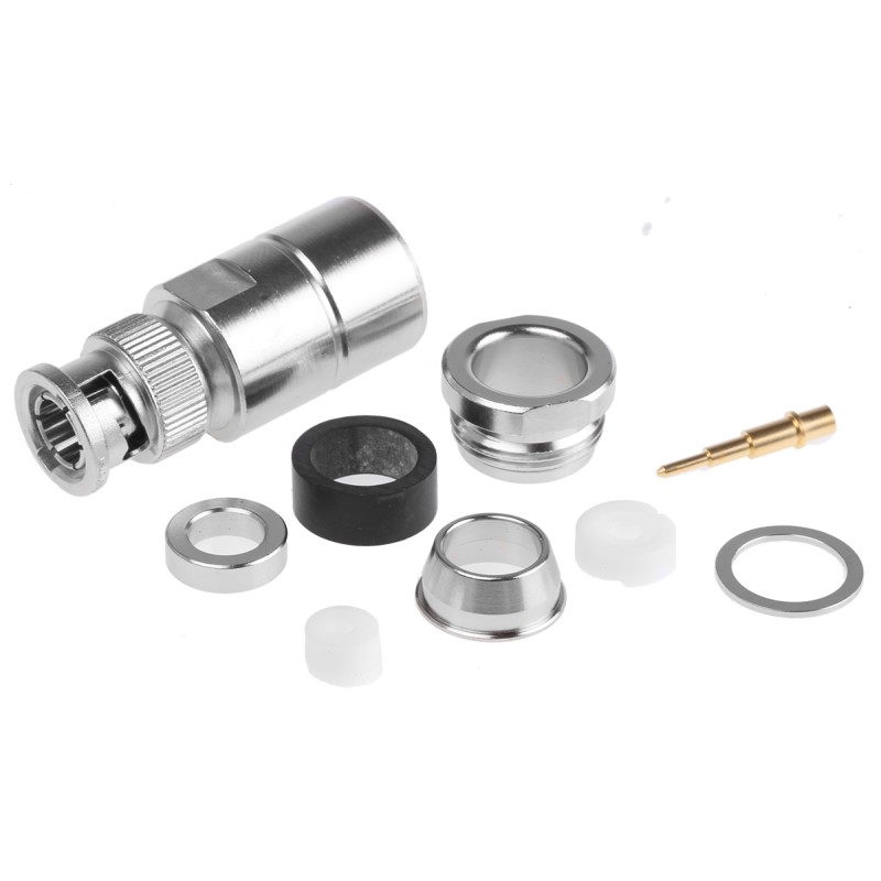 1 pcs - Telegartner, Plug Cable Mount BNC Connector, 75Ω, Clamp Termination, Straight Body