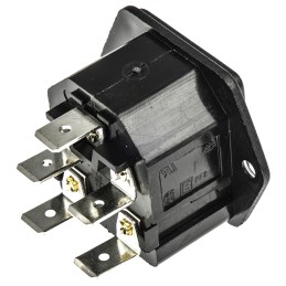 1 pcs - Bulgin C14 Panel Mount IEC Connector Male, 10A, 250 V, Fuse Size 5 x 20mm