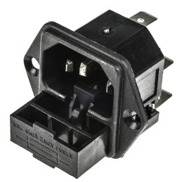 1 pcs - Bulgin C14 Panel Mount IEC Connector Male, 10A, 250 V, Fuse Size 5 x 20mm