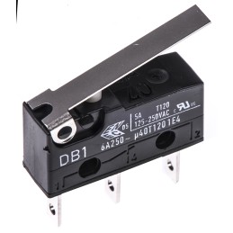 1 pcs - ZF Hinge Lever Micro Switch, Tab Terminal, 6 A @ 250 V ac, SPDT