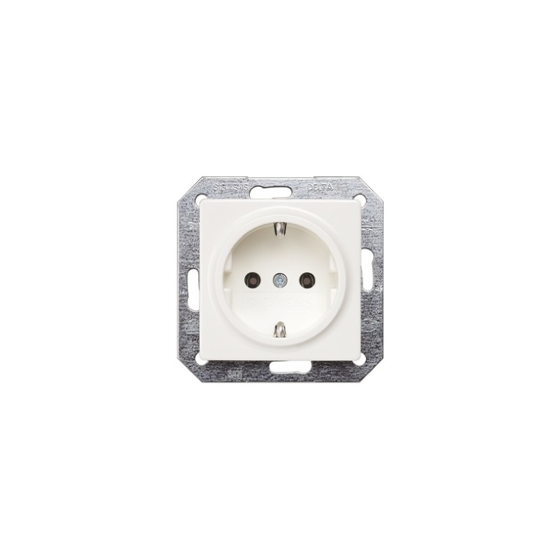 1 pcs - Siemens White 1 Gang Plug Socket, 16A, Type F - German Schuko, Indoor Use