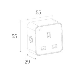 1 pcs - 4lite UK White 1 Gang Plug Socket, BS 1363, Indoor Use