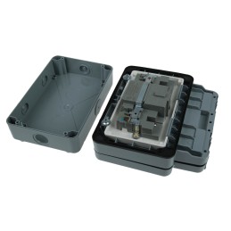 1 pcs - MK Electric Masterseal plus 13A, BS Fixing, Active, Single Gang RCD Socket, Polycarbonate, Surface Mount, IP66, Grey