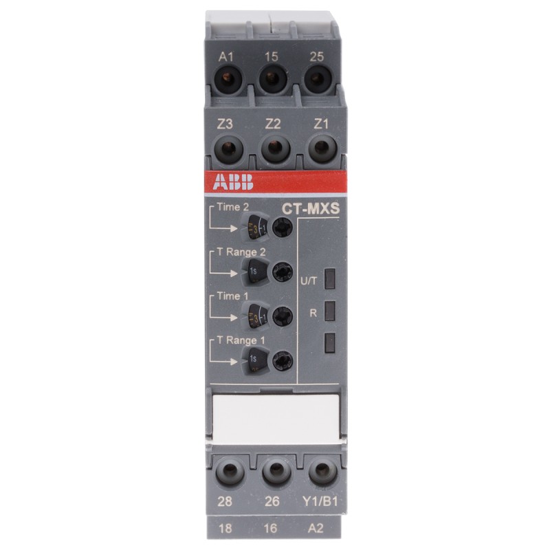 1 pcs - ABB DIN Rail Mount Timer Relay, 24 - 240 V ac, 24 - 48V dc, 2-Contact, 0.05 s - 300h, DPDT