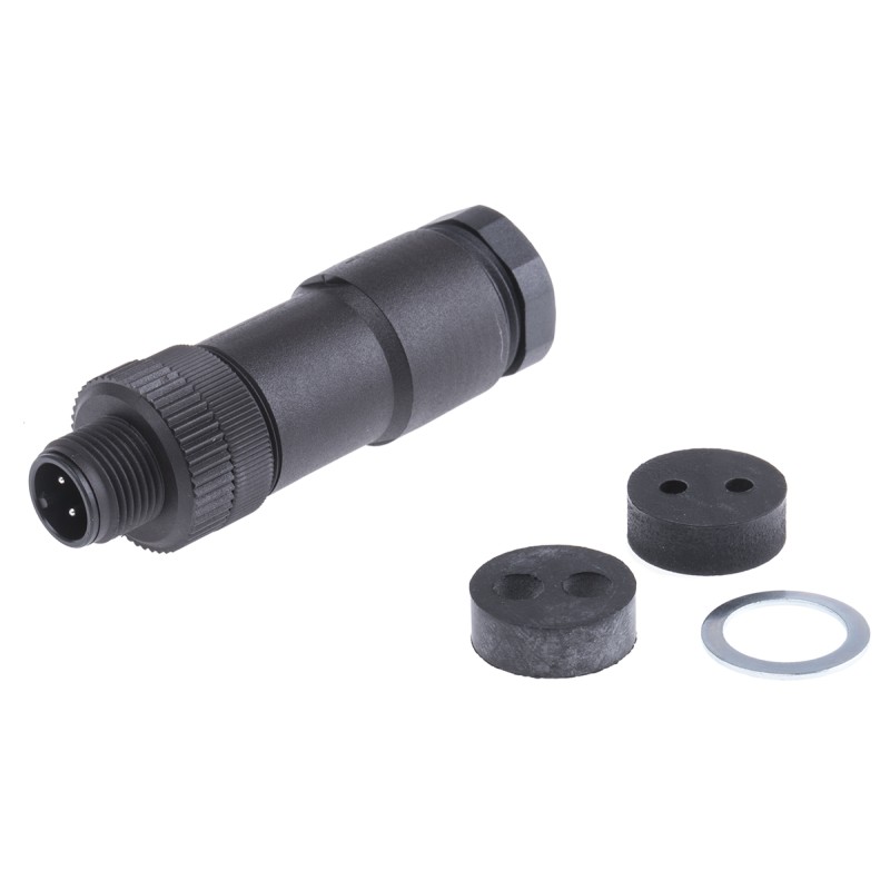 1 pcs - Binder Circular Connector, 4 Contacts, Cable Mount, M12 Connector, Plug, Male, IP67, 713 Series