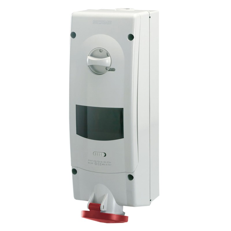 1 pcs - Scame Switchable IP44 Industrial Interlock Socket 3P+E, Earthing Position 6h, 32A, 400 V