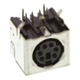 1 pcs - TE Connectivity 6 Pole Right Angle Miniature Din Socket, 1A, 30 V ac, Female, Through Hole