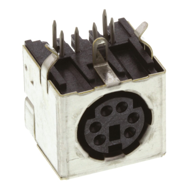 1 pcs - TE Connectivity 6 Pole Right Angle Miniature Din Socket, 1A, 30 V ac, Female, Through Hole