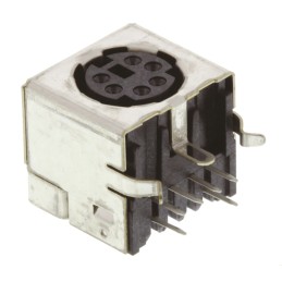 1 pcs - TE Connectivity 6 Pole Right Angle Miniature Din Socket, 1A, 30 V ac, Female, Through Hole