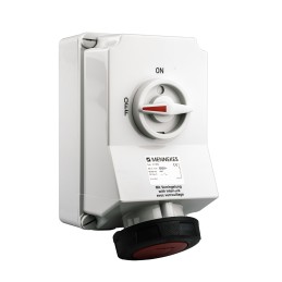 1 pcs - MENNEKES Switchable IP67 Industrial Interlock Socket 3PN+E, Earthing Position 6h, 63A, 400 V