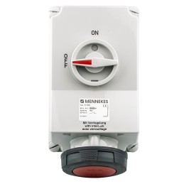 1 pcs - MENNEKES Switchable IP67 Industrial Interlock Socket 3PN+E, Earthing Position 6h, 63A, 400 V