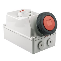1 pcs - MENNEKES Switchable IP67 Industrial Interlock Socket 3PN+E, Earthing Position 6h, 63A, 400 V