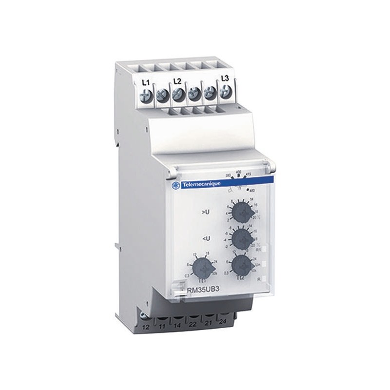 1 pcs - Schneider Electric Voltage Monitoring Relay, 3 Phase, DPDT, 114 - 329V ac, DIN Rail