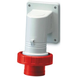 1 pcs - Scame IP66, IP67 Red Wall Mount 3P + E Right Angle Industrial Power Plug, Rated At 16A, 415 V