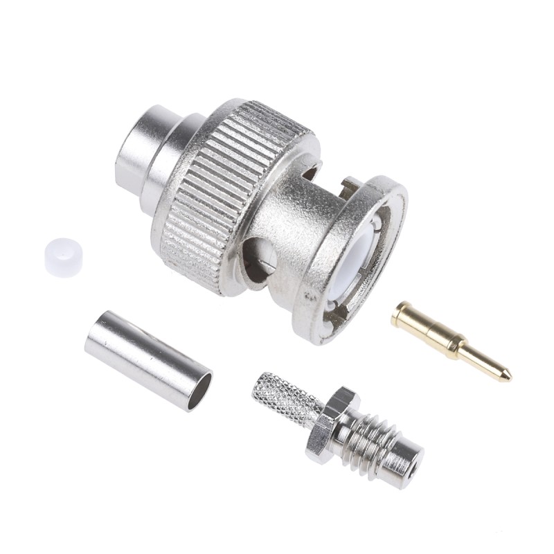 1 pcs - Telegartner, Plug Cable Mount BNC Connector, 50Ω, Crimp Termination, Straight Body