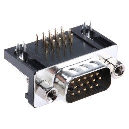 1 pcs - ASSMANN WSW A-HDS 15 Way Right Angle Through Hole D-sub Connector Plug, 2.29mm Pitch