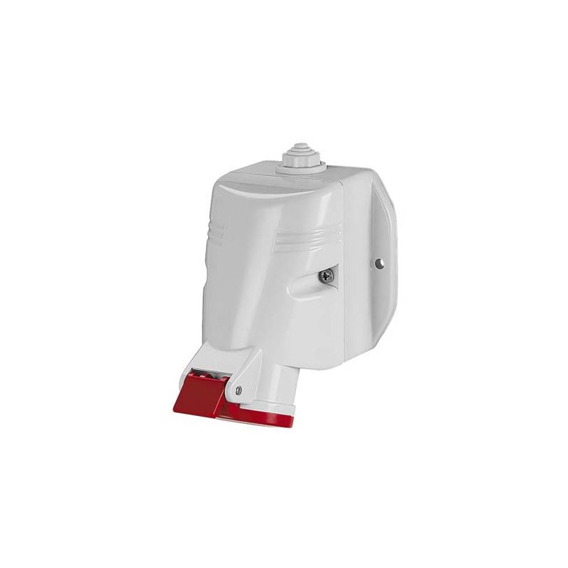 1 pcs - Scame IP67 Red Wall Mount 3P + E Industrial Power Socket, Rated At 64A, 415 V