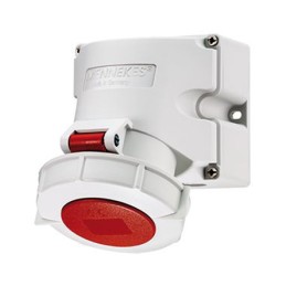 1 pcs - MENNEKES IP67 Red Wall Mount 3P + N + E 25 ° Industrial Power Socket, Rated At 32A, 400 V