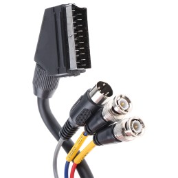 1 pcs - RS PRO Male SCART to Male 5 Pin DIN, BNC x 2 Coaxial Cable, 2m, Terminated