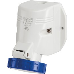 1 pcs - Scame IP44 Blue Wall Mount 2P + E Industrial Power Socket, Rated At 64A, 230 V
