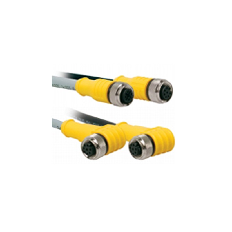 1 pcs - Turck Straight Female 12 way M12 to Right Angle Male M12 Sensor Actuator Cable, 1m