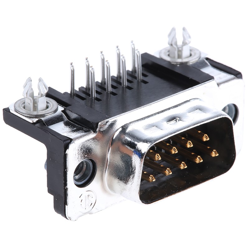 1 pcs - TE Connectivity Amplimite HD-20 9 Way Right Angle Through Hole D-sub Connector Plug, 2.74mm Pitch, with 4-40 UNC