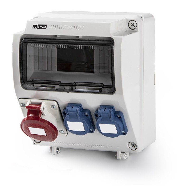 1 pcs - RS PRO IP44 Grey Industrial Power Plug, Rated At 16A, 400 V