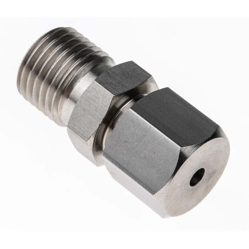 1 pcs - RS PRO Thermocouple Compression Fitting for Use with Thermocouple, 1/4 BSPP, 3mm Probe, RoHS Compliant Standard