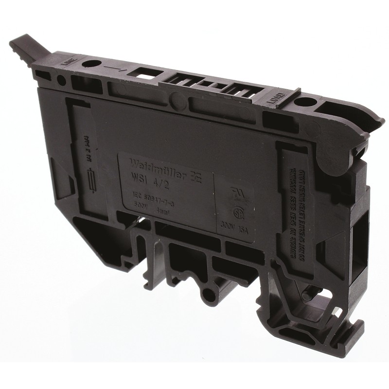 1 pcs - Weidmuller W Series Black Fused DIN Rail Terminal, 4mm², Single-Level, Screw Termination, Fused