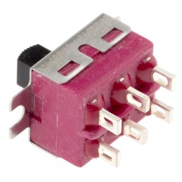 1 pcs - C & K Panel Mount Slide Switch DPDT Latching 6 A @ 120 V ac, 6 A @ 28 V dc Slide