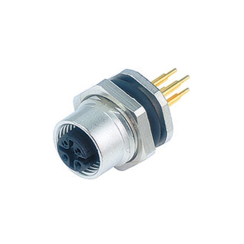 1 pcs - Binder Circular Connector, 4 Contacts, Panel Mount, M12 Connector, Socket, Female, IP67, 713 Series