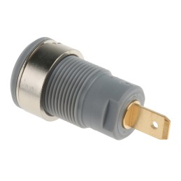 2 pcs - Staubli Grey Female Banana Socket, 4 mm Connector, Tab Termination, 24A, 1000V, Gold Plating