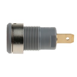 2 pcs - Staubli Grey Female Banana Socket, 4 mm Connector, Tab Termination, 24A, 1000V, Gold Plating