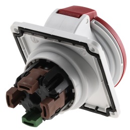 1 pcs - Schneider Electric, PratiKa IP67 Red Panel Mount 3P + E Right Angle Industrial Power Socket, Rated At 32A, 415 V