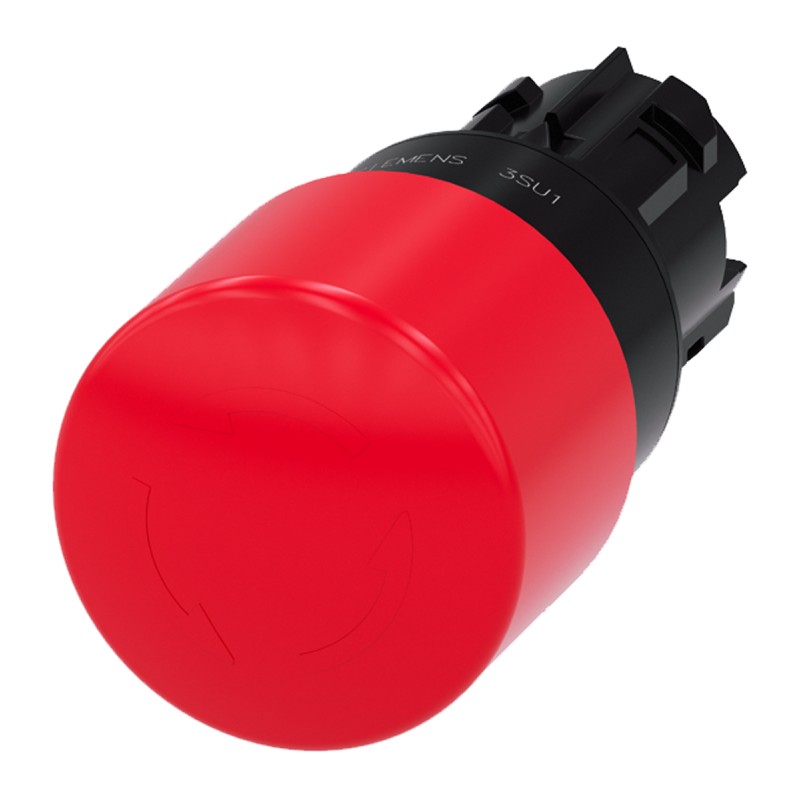 1 pcs - Siemens 3SU1 Series Twist Release Emergency Stop Push Button, Panel Mount, 22mm Cutout