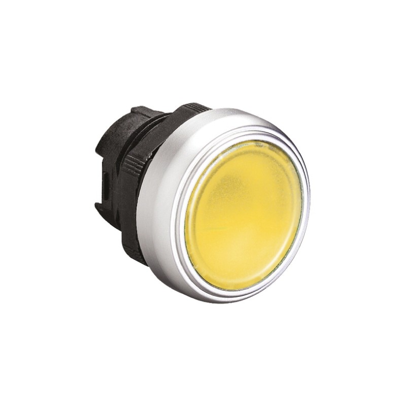 1 pcs - Lovato Platinum Series Yellow Spring Return Push Button Head, 22mm Cutout, IP66, IP67, IP69K