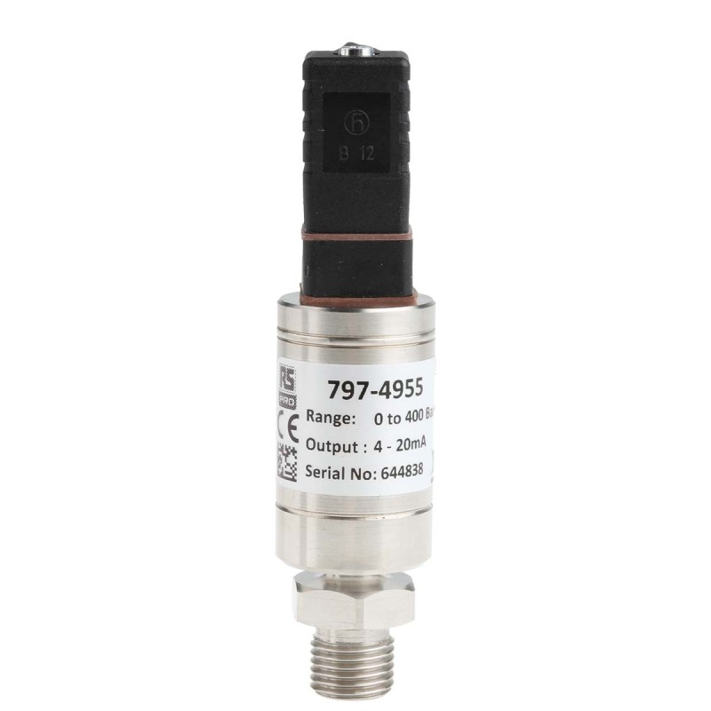 1 pcs - RS PRO Pressure Sensor, 0bar Min, 400bar Max, Current Output, Relative Reading