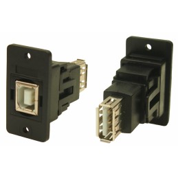 1 pcs - RS PRO Straight, Panel Mount, Socket to Socket Type B to A 2.0 USB Connector