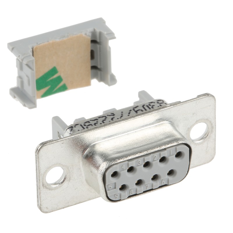 1 pcs - 3M 8300 9 Way Right Angle Cable Mount D-sub Connector Socket, 2.74mm Pitch