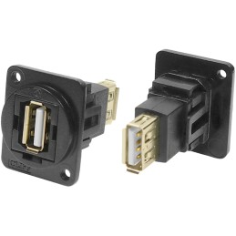 1 pcs - RS PRO Straight, Panel Mount, Socket Type A to A 2.0 USB Connector