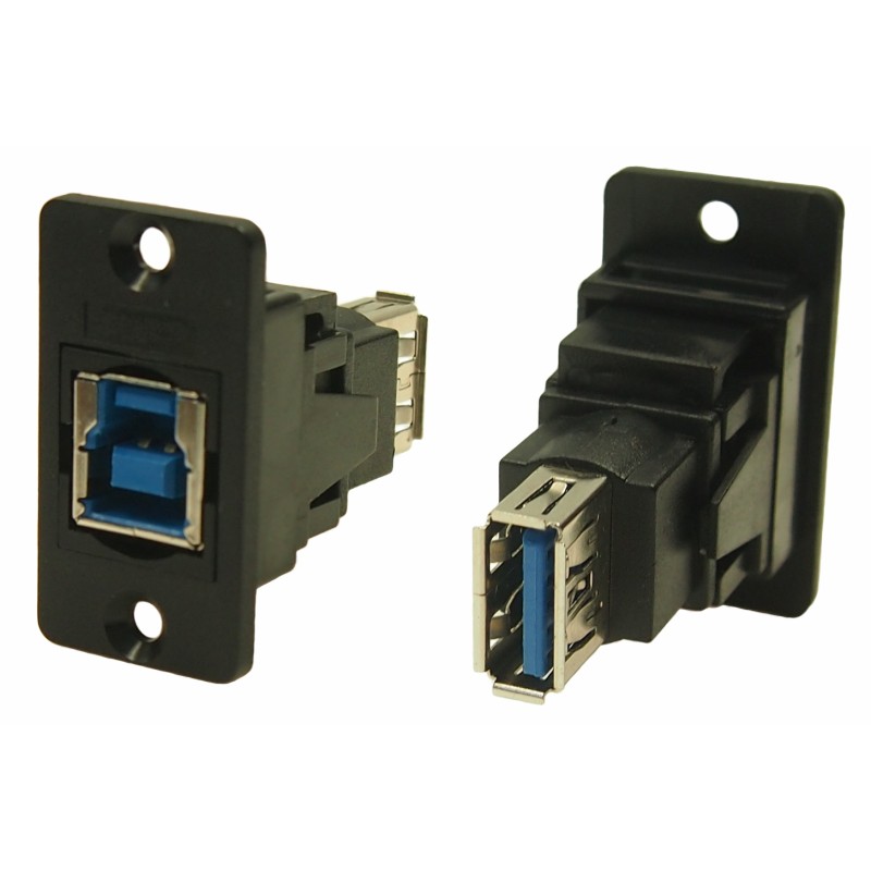 1 pcs - RS PRO Straight, Panel Mount, Socket to Socket Type B to A 3.0 USB Connector