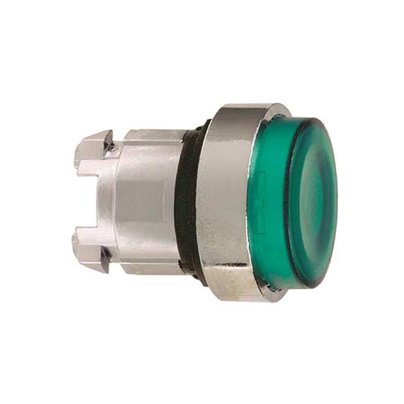 1 pcs - Schneider Electric Harmony XB4 Series Green Illuminated Spring Return Push Button Head, 22mm Cutout, IP66, IP69K