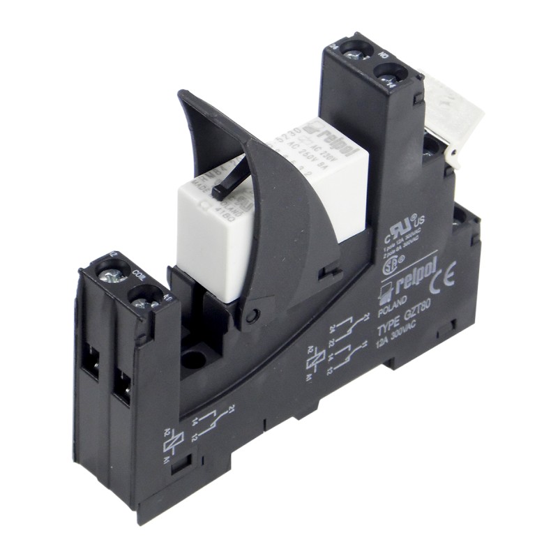 1 pcs - Relpol Interface Relay, DIN Rail Mount, 230V ac Coil, DPDT