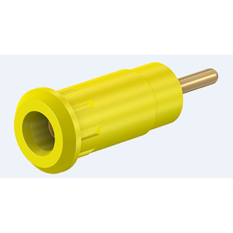 2 pcs - Staubli Yellow Female Banana Socket, 2mm Connector, Press Fit Termination, 10A, 600V, Gold Plating