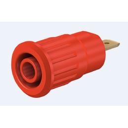 2 pcs - Staubli Red Female Banana Socket, 4 mm Connector, Press Fit Termination, 24A, 1000V, Gold Plating