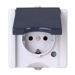 1 pcs - Kopp Grey 1 Gang Plug Socket, 2 Poles, 16A, Type F - German Schuko, Outdoor Use