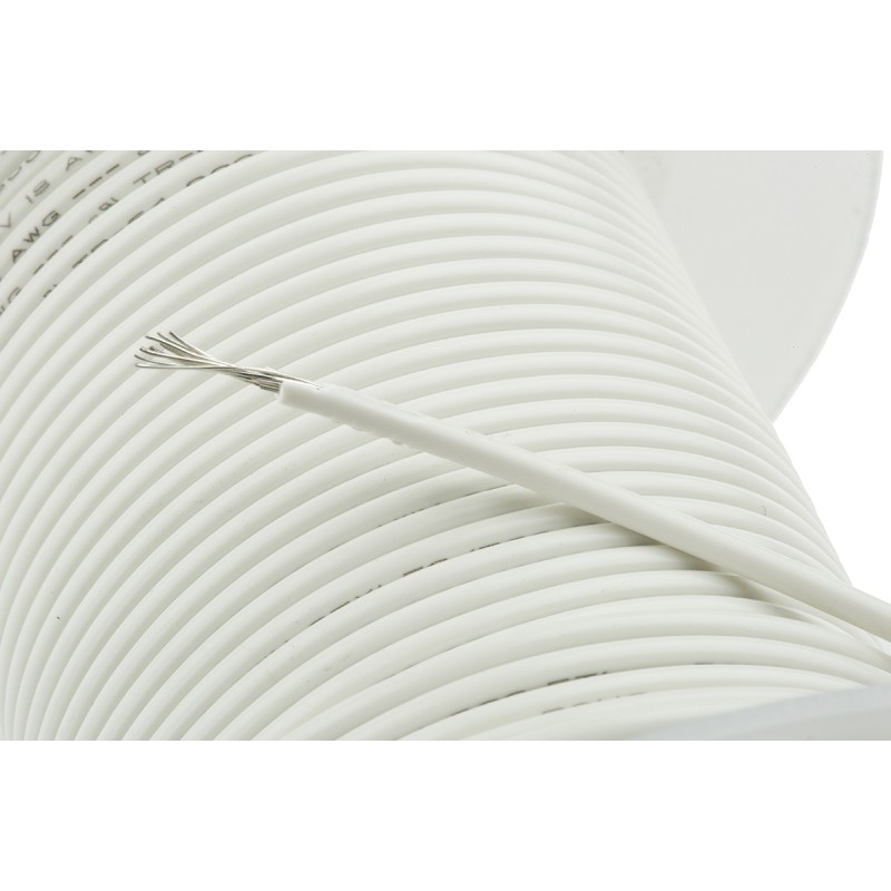 1 Reel of 30 M - Alpha Wire 3055 Series White 0.75 mm² Hook Up Wire, 18 AWG, 16/0.25 mm, 30m, PVC Insulation