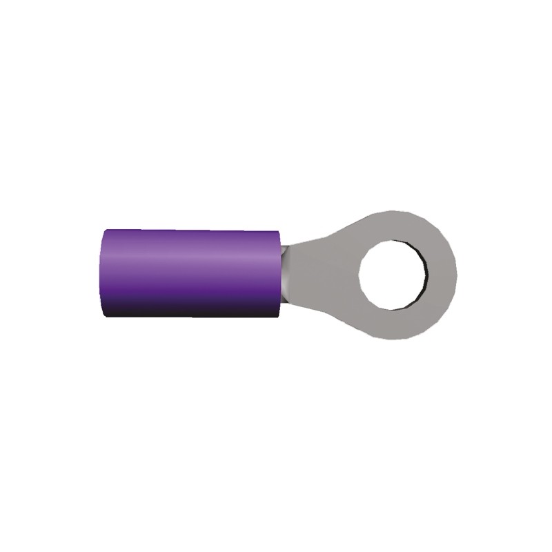 1 pcs - TE Connectivity, PIDG Insulated Ring Terminal, M3.5 Stud Size, 0.4mm² to 0.65mm² Wire Size, Purple, Red