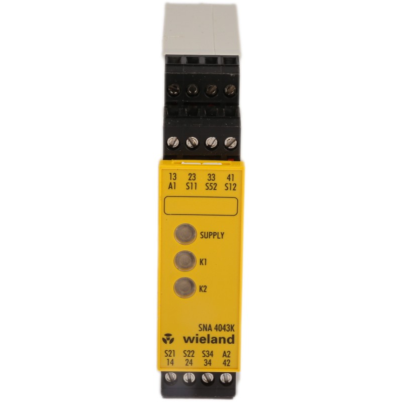 1 pcs - Wieland Dual-Channel Emergency Stop, Light Beam/Curtain, Safety Switch/Interlock Safety Relay, 24V ac/dc, 3 Safety