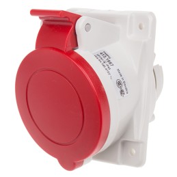 1 pcs - Scame IP44 Red Panel Mount 3P + N + E Heavy Duty Power Connector Socket, Rated At 16A, 415 V